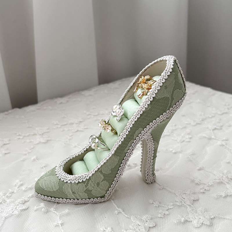 Suport de afișare pentru bijuterii, din rășină, cu două niveluri, înveliș de catifea, stil antic