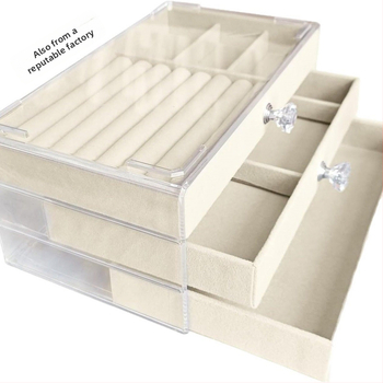Ξύλινο πολυεπίπεδο κουτί αποθήκευσης κοσμημάτων με συρτάρια και διαχωριστικά, μεγάλη χωρητικότητα