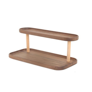 Ξύλινο ράφι-σκάλα για αποθήκευση κοσμημάτων, επιτραπέζιο εκθετήριο, δύο επίπεδα