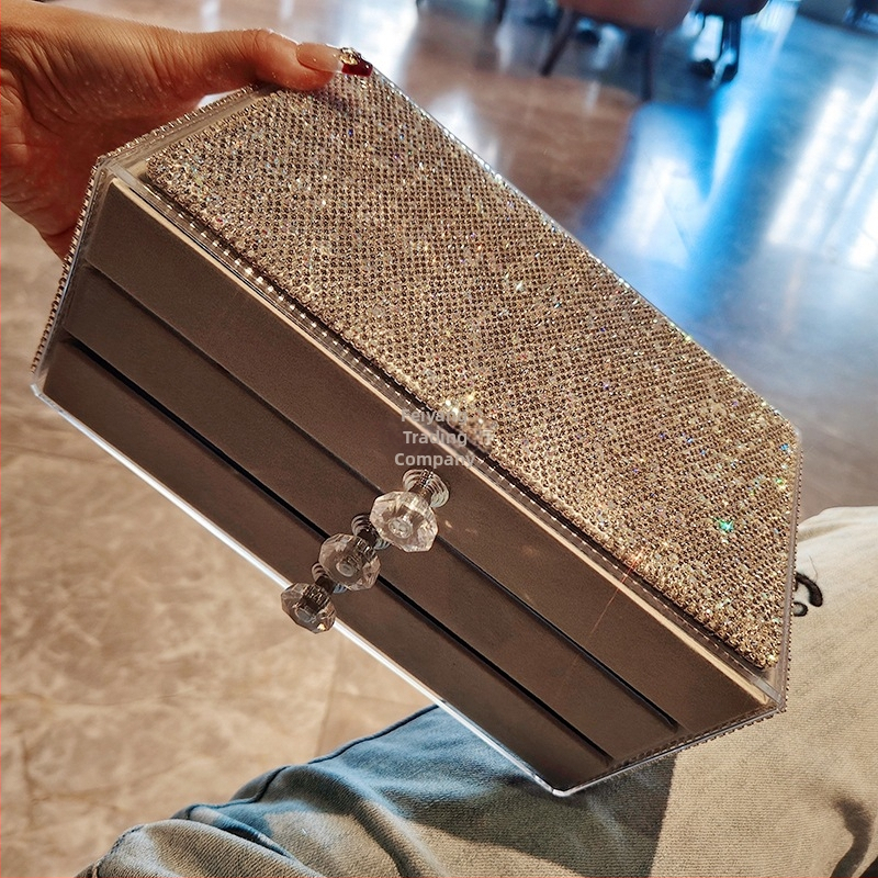 Бижутерийна кутия за съхранение с чекмедже – прахоустойчива, материал: хартия, стил: пасторален, за бижута, не е внесена