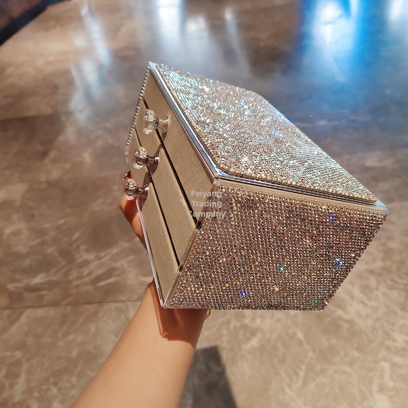 Κουτί αποθήκευσης κοσμημάτων με συρτάρι – ανθεκτικό στη σκόνη, υλικό: χαρτί, στυλ: αγροτικό, κατάλληλο για κοσμήματα, μη εισαγόμενο