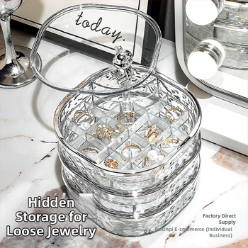 Κουτί αποθήκευσης κοσμημάτων με πολύ-επίπεδο περιστρεφόμενο σχέδιο, υλικό από μεταξωτό λουλουδι, χωρητικότητα 18 L, ιαπωνικό στυλ (Μοντέλο 985)