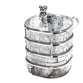 Κουτί αποθήκευσης κοσμημάτων με πολύ-επίπεδο περιστρεφόμενο σχέδιο, υλικό από μεταξωτό λουλουδι, χωρητικότητα 18 L, ιαπωνικό στυλ (Μοντέλο 985)