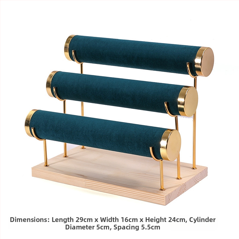 Ξύλινο τριώροφο εκθετήριο για βραχιόλια, σχεδίαση βήματος, οργανωτής κοσμημάτων