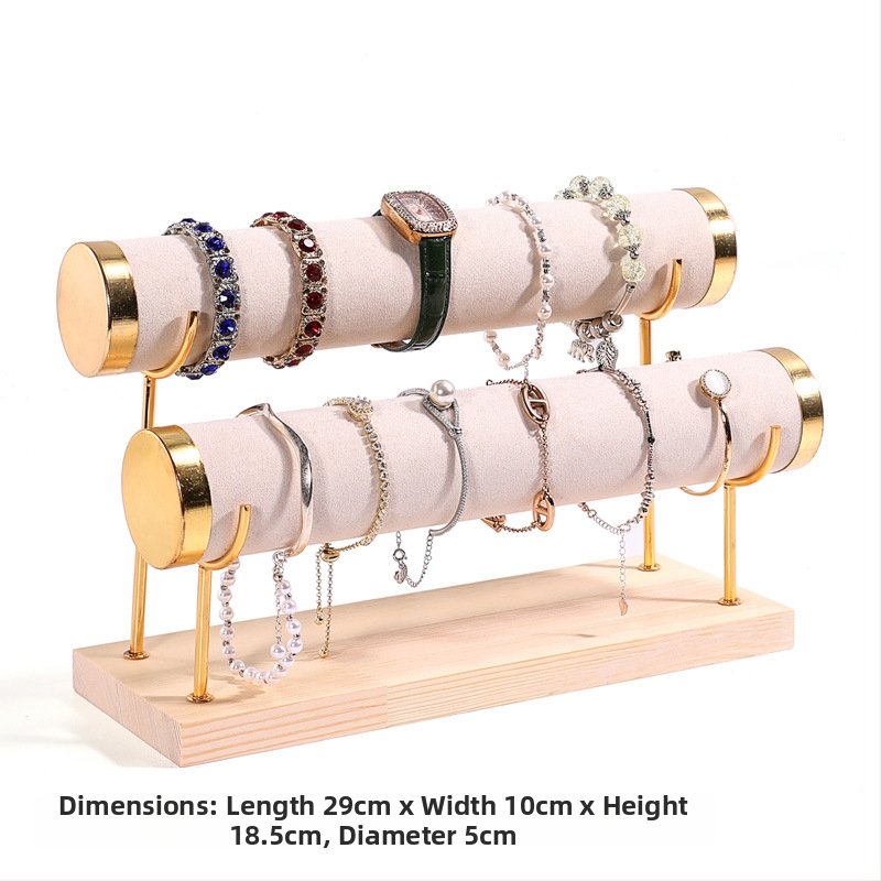 Ξύλινο τριώροφο εκθετήριο για βραχιόλια, σχεδίαση βήματος, οργανωτής κοσμημάτων