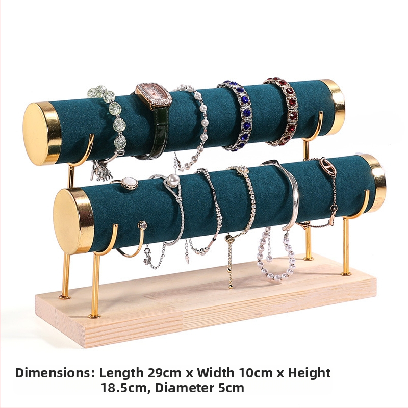 Ξύλινο τριώροφο εκθετήριο για βραχιόλια, σχεδίαση βήματος, οργανωτής κοσμημάτων