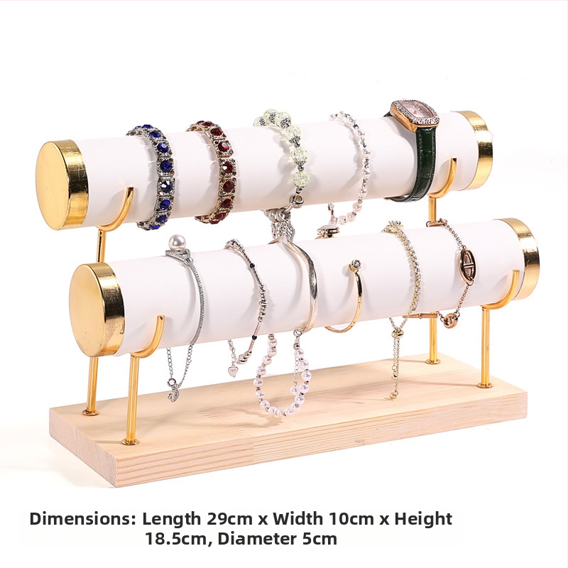 Ξύλινο τριώροφο εκθετήριο για βραχιόλια, σχεδίαση βήματος, οργανωτής κοσμημάτων