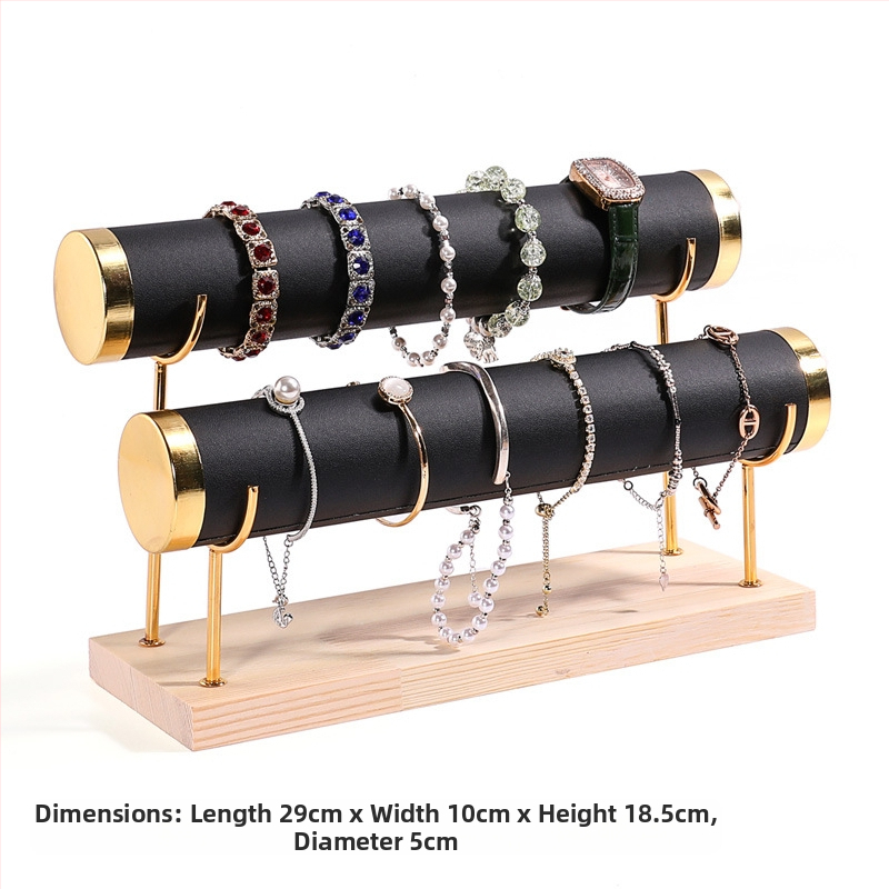 Ξύλινο τριώροφο εκθετήριο για βραχιόλια, σχεδίαση βήματος, οργανωτής κοσμημάτων