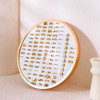 Στήριγμα κοσμημάτων με κυκλικό εκθέτη, πολυχρηστικό, φορητό, αντιοξειδωτικό, επιτραπέζια βάση, κατασκευασμένο από PU δέρμα και κράμα αλουμινίου