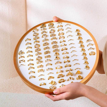 Στήριγμα κοσμημάτων με κυκλικό εκθέτη, πολυχρηστικό, φορητό, αντιοξειδωτικό, επιτραπέζια βάση, κατασκευασμένο από PU δέρμα και κράμα αλουμινίου