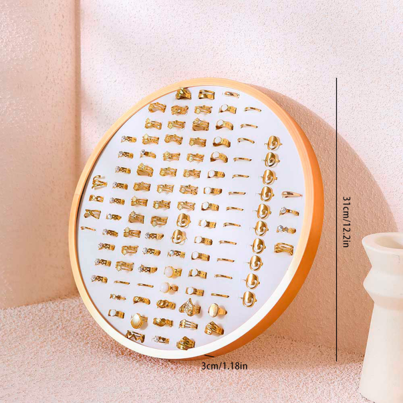 Στήριγμα κοσμημάτων με κυκλικό εκθέτη, πολυχρηστικό, φορητό, αντιοξειδωτικό, επιτραπέζια βάση, κατασκευασμένο από PU δέρμα και κράμα αλουμινίου