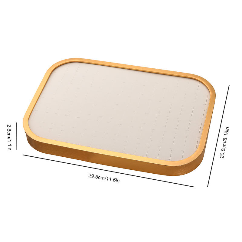 Στήριγμα κοσμημάτων με κυκλικό εκθέτη, πολυχρηστικό, φορητό, αντιοξειδωτικό, επιτραπέζια βάση, κατασκευασμένο από PU δέρμα και κράμα αλουμινίου