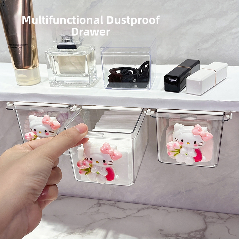 Zem spoguļa atvilktņu uzglabāšanas kārba – jauks karikatūru dizains vannas istabai, plastmasa, putekļu aizsardzība