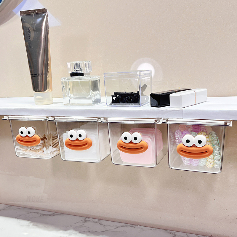 Zem spoguļa atvilktņu uzglabāšanas kārba – jauks karikatūru dizains vannas istabai, plastmasa, putekļu aizsardzība