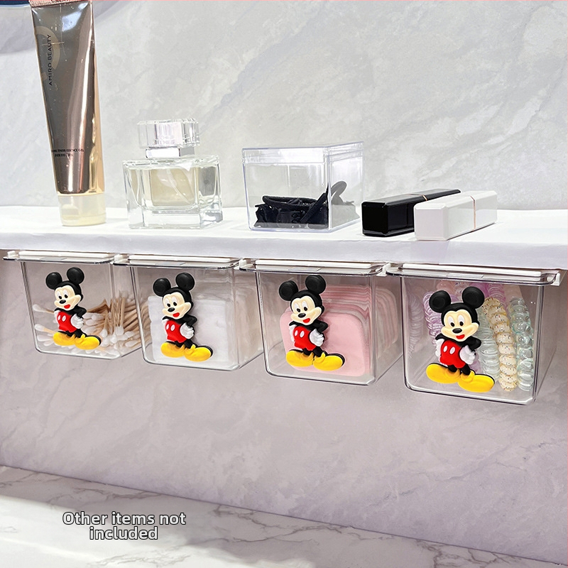 Zem spoguļa atvilktņu uzglabāšanas kārba – jauks karikatūru dizains vannas istabai, plastmasa, putekļu aizsardzība