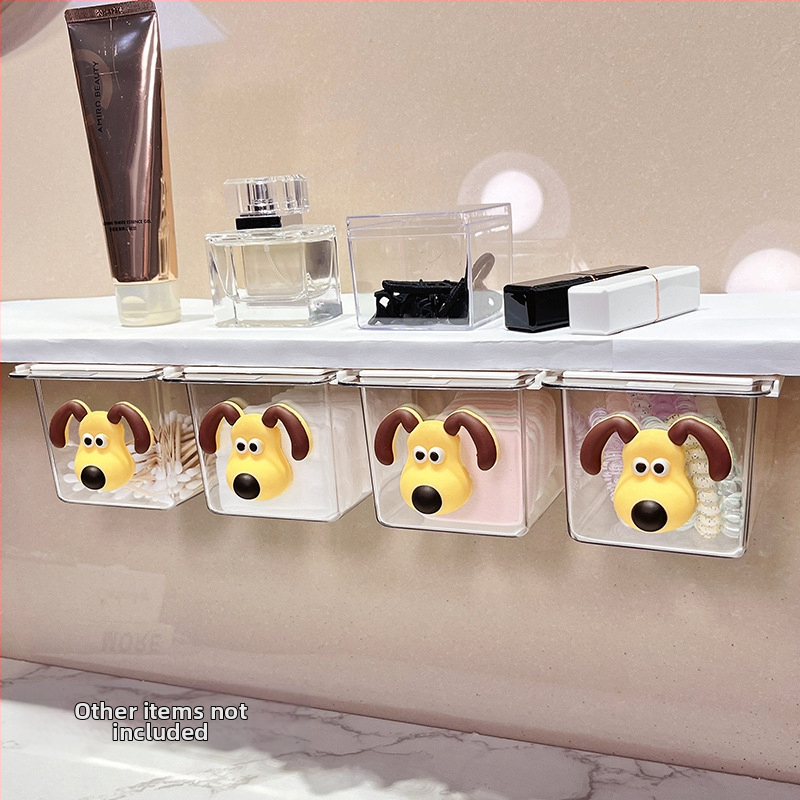 Zem spoguļa atvilktņu uzglabāšanas kārba – jauks karikatūru dizains vannas istabai, plastmasa, putekļu aizsardzība