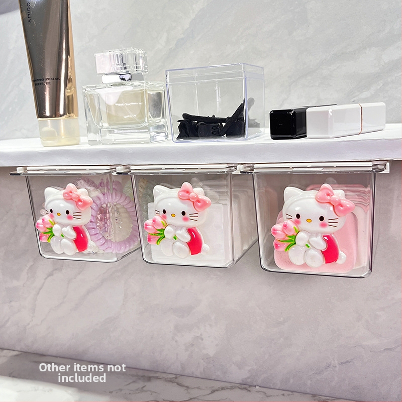 Zem spoguļa atvilktņu uzglabāšanas kārba – jauks karikatūru dizains vannas istabai, plastmasa, putekļu aizsardzība