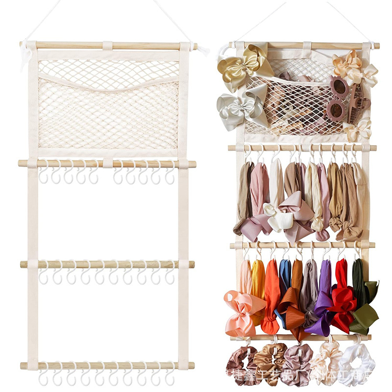 Fejpánt tartó – fa/bambusz anyag, falra szerelhető szívó rögzítés, egyszerű és modern stílus, a hajkiegészítők nappaliban történő tárolására, 2025-ben debütál