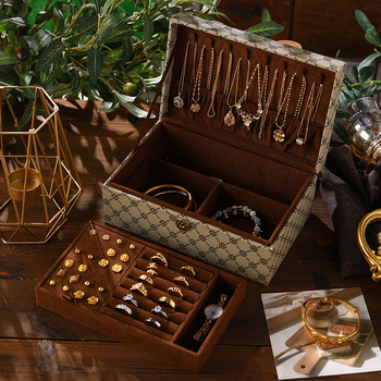 Κουτί κοσμημάτων από δέρμα – πολυεπίπεδη, υψηλής ποιότητας, για δαχτυλίδια, κολιέ και σκουλαρίκια; Υλικό Cortex, Στυλ Κορεατικής Έκδοσης, Σκληρότητα Σκληρή, Μοτίβο Ρίγες; Μάρκα Sanpanzi