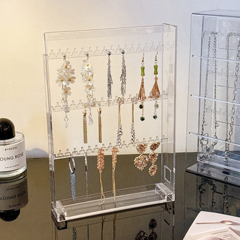 Κουτί αποθήκευσης κοσμημάτων για σκουλαρίκια, κολιέ και βραχιόλια, πλαστικό, διαφανές, μεγάλη χωρητικότητα, μοντέρνος μινιμαλιστικός σχεδιασμός.