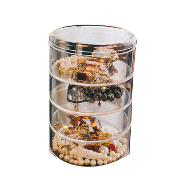 Πενταώροφος περιστρεφόμενος οργανωτής κοσμημάτων από πολυστυρένιο (PS), προστατευτικός από σκόνη, πολυλειτουργικός για σκουλαρίκια, δαχτυλίδια, είδη μανικιούρ και κουμπιά