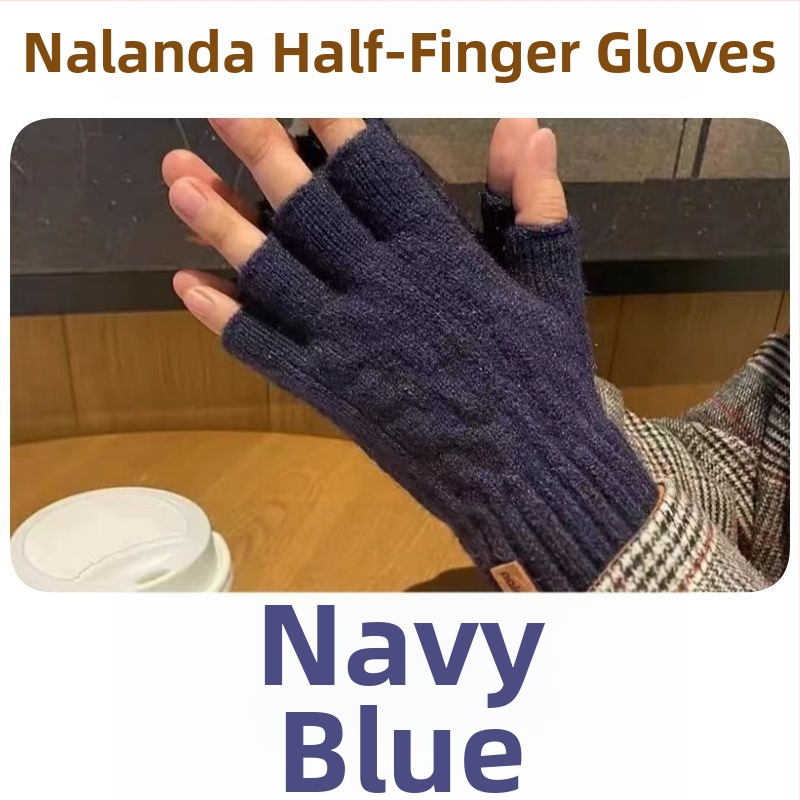 Γάντια με μισά δάχτυλα – πλεκτά, συμβατά με οθόνη αφής, ζεστά, ανθεκτικά στον άνεμο, Jacquard μοτίβο, μονόχρωμα, χειμώνας, unisex