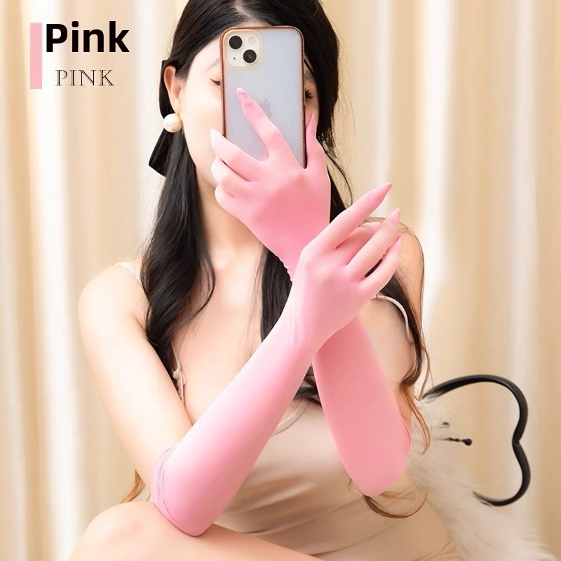 Безшевни ръкавици от ледена коприна, ултра тънки, пълен пръст, дишащи, прозрачни за церемониални облекла, лято 2024