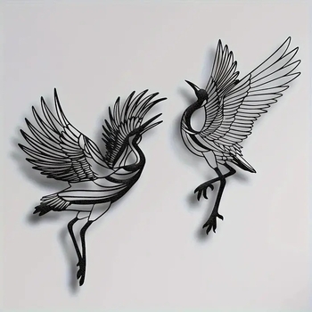 Two-Piece Iron Crane Dancing Wall Decor – Modern Minimalist Ornament for Home and Office