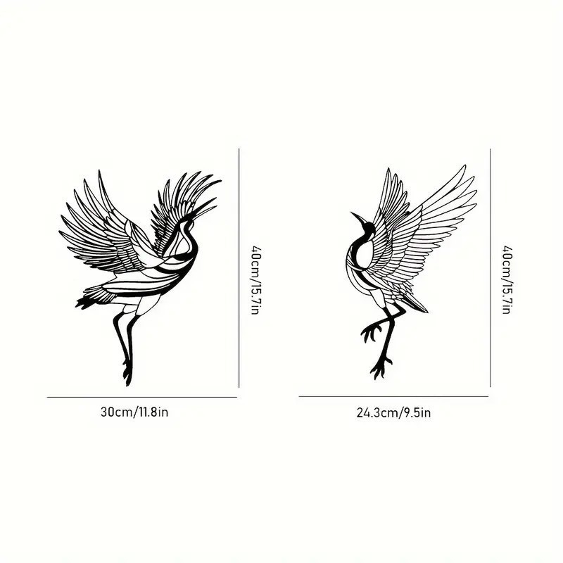 Two-Piece Iron Crane Dancing Wall Decor – Modern Minimalist Ornament for Home and Office