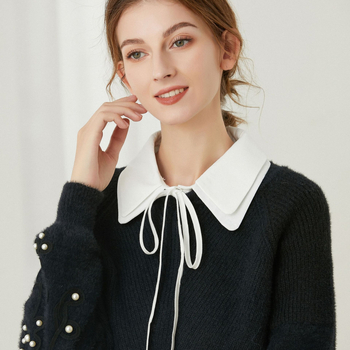 Χιφόν κολάρα με φλοράλ μοτίβο και φιόγκο, γυναικείο διακοσμητικό κολάρο, ατομικά συσκευασμένο, Άνοιξη 2024