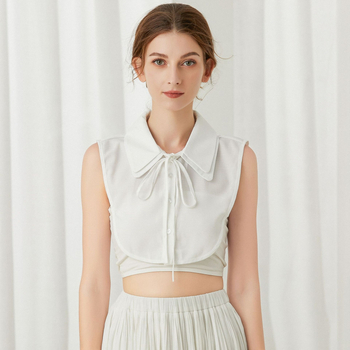 Χιφόν κολάρα με φλοράλ μοτίβο και φιόγκο, γυναικείο διακοσμητικό κολάρο, ατομικά συσκευασμένο, Άνοιξη 2024