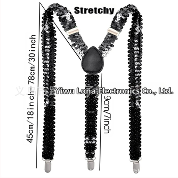 70s Ντίσκο Unisex Σετ τιράντες με παγιέτες – Αξεσουάρ κοστουμιού, Χειροποίητο ύφασμα