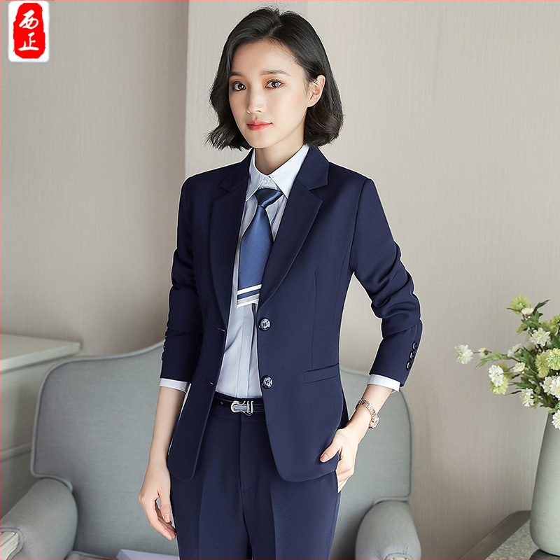 Професионален женски панталонен костюм за офис: сако с две копчета, дълъг ръкав, джоб с права линия, плат Polyester/Spandex, подплата 100% полиестер, OL стил (Пролет/Есен/Зима)