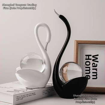 Art Deco διακοσμητικό για TV έπιπλο — ρητίνη, κύκνος με κρυστάλλινη σφαίρα, χειροποίητο, Σκανδιναβικό στυλ, δώρο γενέθλιων και Χριστουγέννων