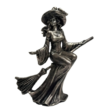Европейски стил Лунна вещица с метла – декоративна фигурка за хол/ бюро, от пластмаса и смола