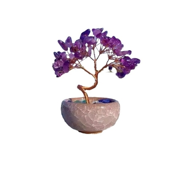 Κρυστάλλινο δέντρο χρημάτων διακοσμητικό για γραφείο, βάση κέρας της αφθονίας, κρύσταλλο κιτρίνης, δέντρο της ζωής, χειροποίητο, κινέζικού στυλ