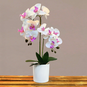 Τεχνητή ορχιδέα Phalaenopsis σε μαλακό PVC, 3D εμφάνιση, διακοσμητικό φυτό σε γλάστρα για σαλόνι, γάμους και φωτογραφήσεις