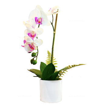Τεχνητή ορχιδέα Phalaenopsis σε μαλακό PVC, 3D εμφάνιση, διακοσμητικό φυτό σε γλάστρα για σαλόνι, γάμους και φωτογραφήσεις