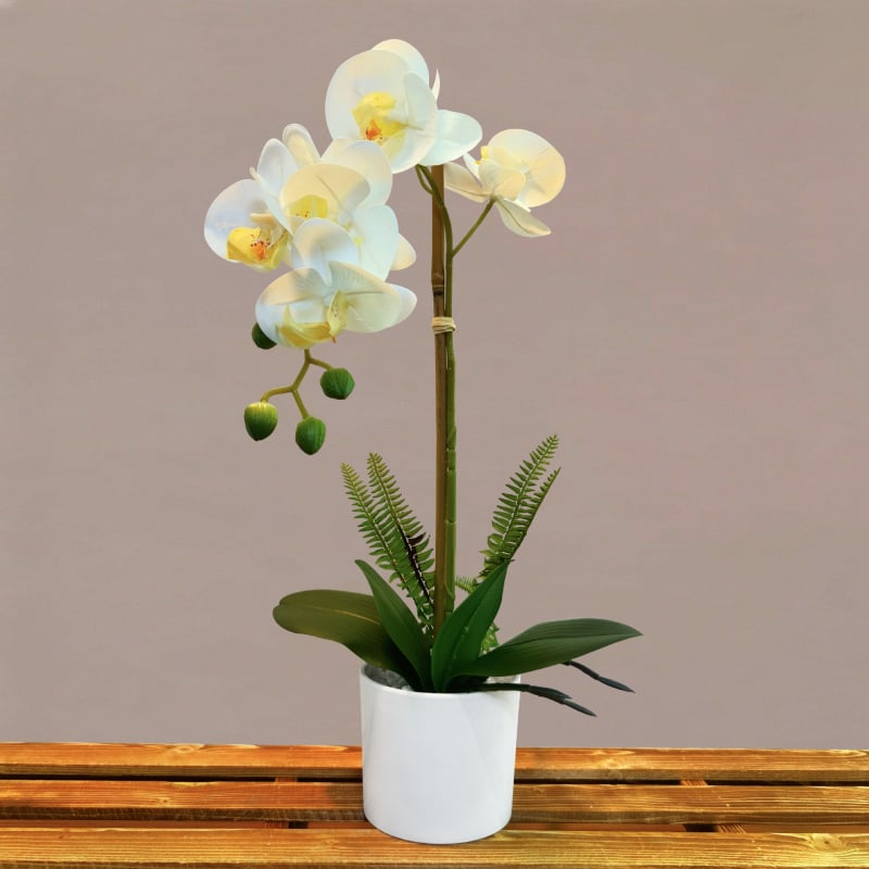 Τεχνητή ορχιδέα Phalaenopsis σε μαλακό PVC, 3D εμφάνιση, διακοσμητικό φυτό σε γλάστρα για σαλόνι, γάμους και φωτογραφήσεις
