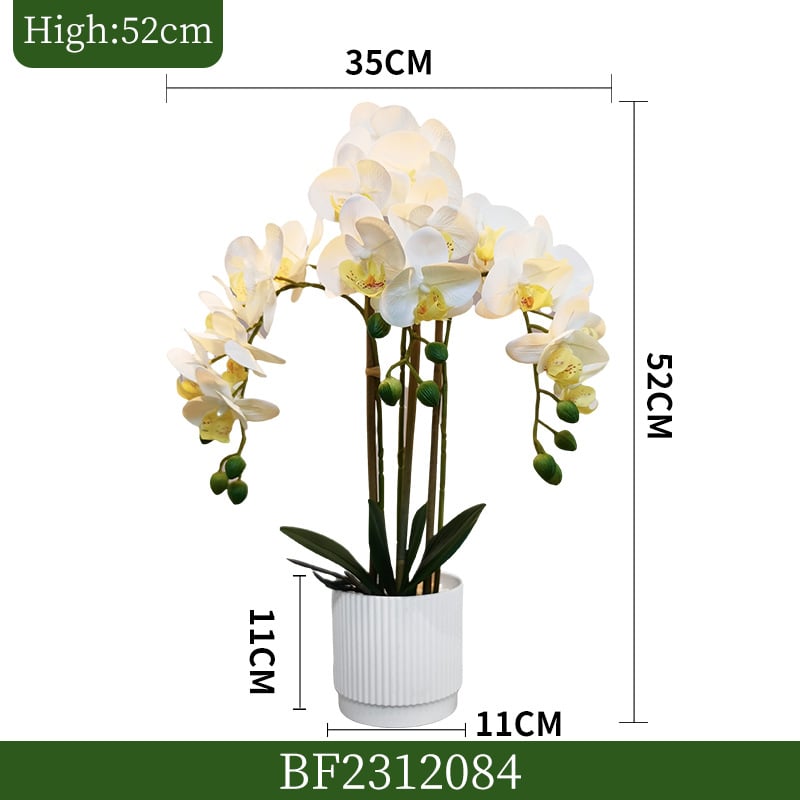 Τεχνητή ορχιδέα Phalaenopsis σε μαλακό PVC, 3D εμφάνιση, διακοσμητικό φυτό σε γλάστρα για σαλόνι, γάμους και φωτογραφήσεις