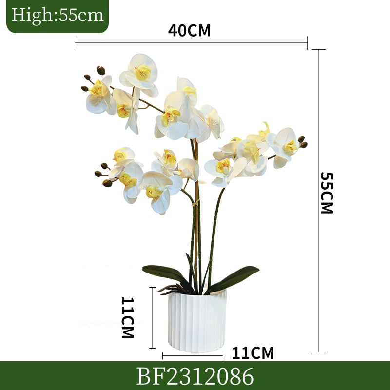Τεχνητή ορχιδέα Phalaenopsis σε μαλακό PVC, 3D εμφάνιση, διακοσμητικό φυτό σε γλάστρα για σαλόνι, γάμους και φωτογραφήσεις