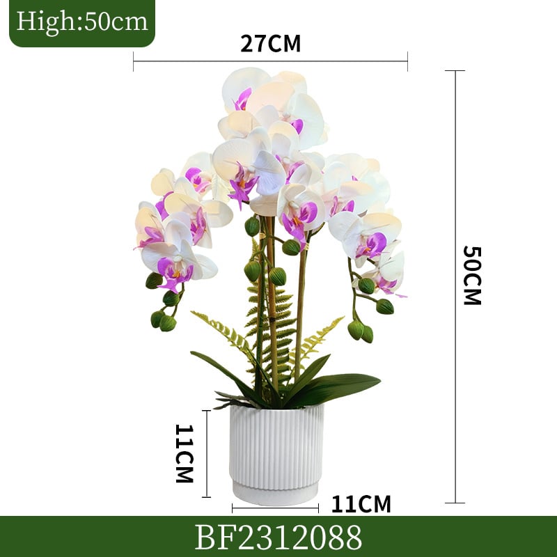 Τεχνητή ορχιδέα Phalaenopsis σε μαλακό PVC, 3D εμφάνιση, διακοσμητικό φυτό σε γλάστρα για σαλόνι, γάμους και φωτογραφήσεις
