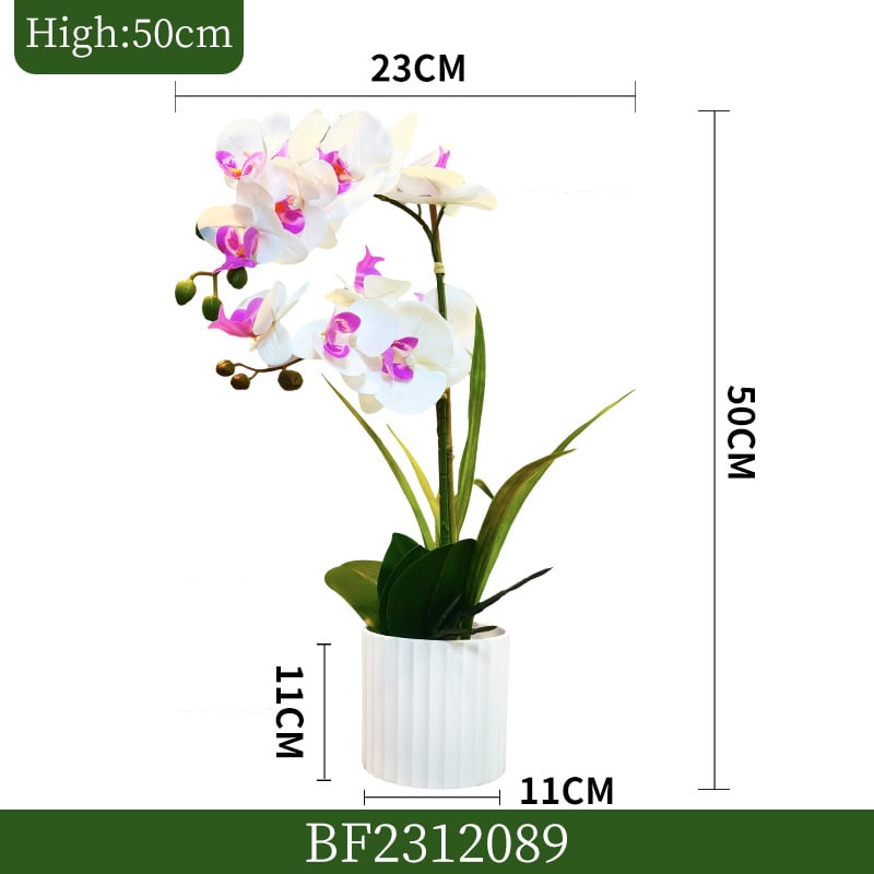 Τεχνητή ορχιδέα Phalaenopsis σε μαλακό PVC, 3D εμφάνιση, διακοσμητικό φυτό σε γλάστρα για σαλόνι, γάμους και φωτογραφήσεις