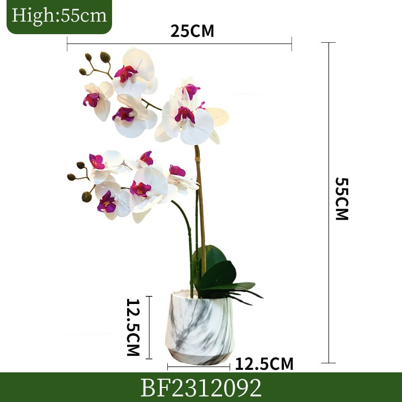 Τεχνητή ορχιδέα Phalaenopsis σε μαλακό PVC, 3D εμφάνιση, διακοσμητικό φυτό σε γλάστρα για σαλόνι, γάμους και φωτογραφήσεις
