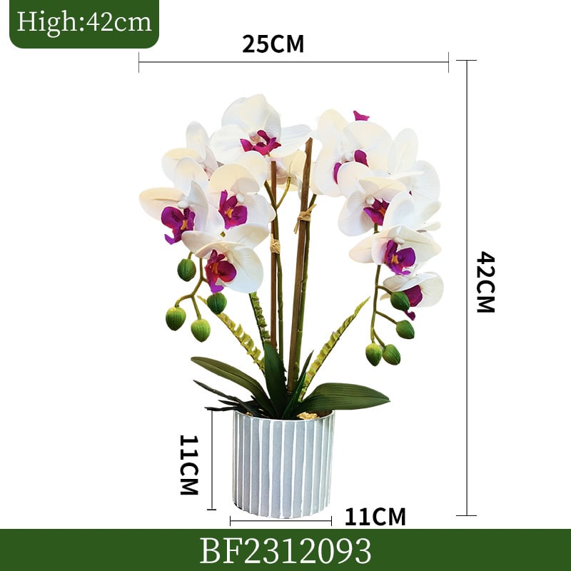 Τεχνητή ορχιδέα Phalaenopsis σε μαλακό PVC, 3D εμφάνιση, διακοσμητικό φυτό σε γλάστρα για σαλόνι, γάμους και φωτογραφήσεις