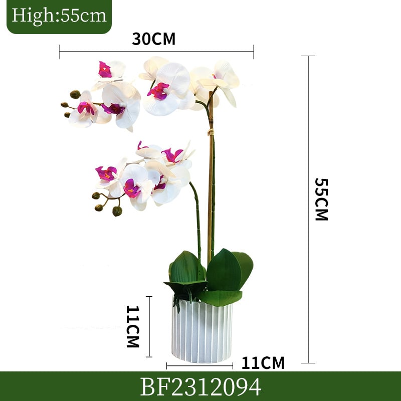 Τεχνητή ορχιδέα Phalaenopsis σε μαλακό PVC, 3D εμφάνιση, διακοσμητικό φυτό σε γλάστρα για σαλόνι, γάμους και φωτογραφήσεις
