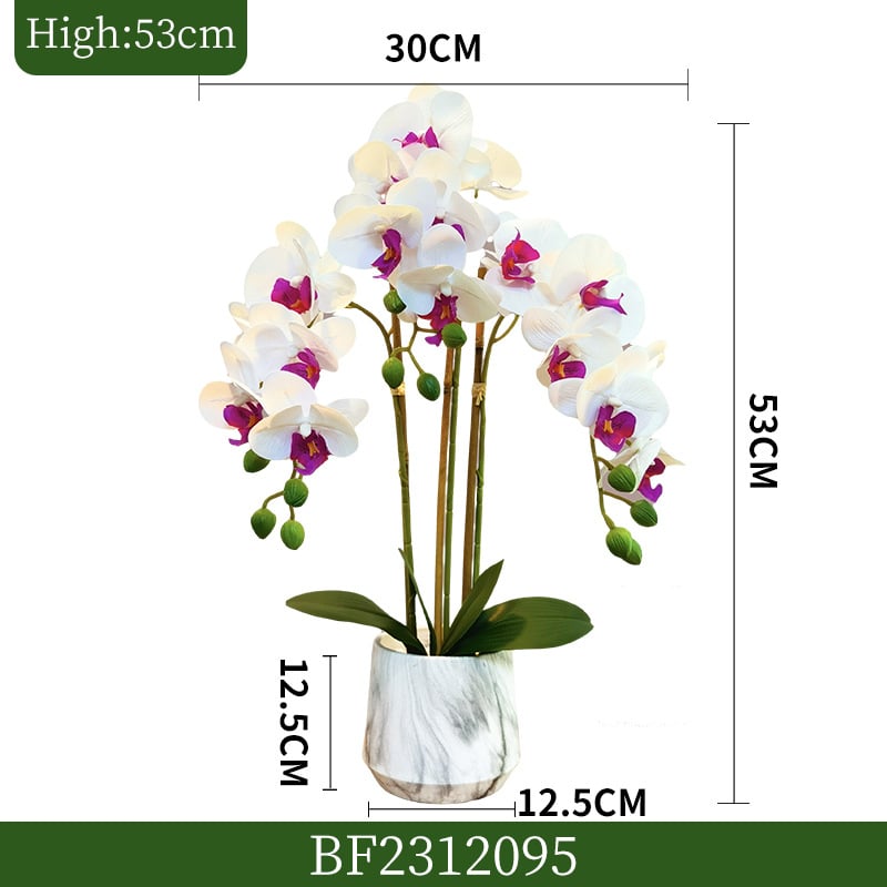 Τεχνητή ορχιδέα Phalaenopsis σε μαλακό PVC, 3D εμφάνιση, διακοσμητικό φυτό σε γλάστρα για σαλόνι, γάμους και φωτογραφήσεις