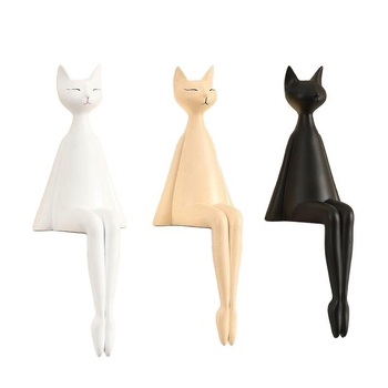 Buck марка Манэки-неко котешка фигурка - изработена от смола, карикатурен стил, седяща поза, за декоративно оформление в дневната върху телевизионен шкаф или библиотека
