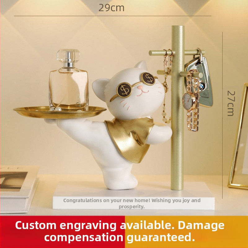 Δίσκος κλειδιών Maneki Neko, από ρητίνη, διακοσμητικό για είσοδο και σαλόνι, μη εισαγόμενο