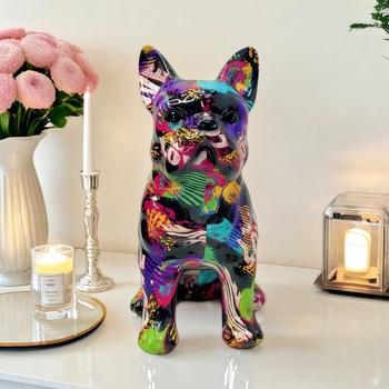 Смолна графити булдог фигурка за домашен винен шкаф и офисен декор